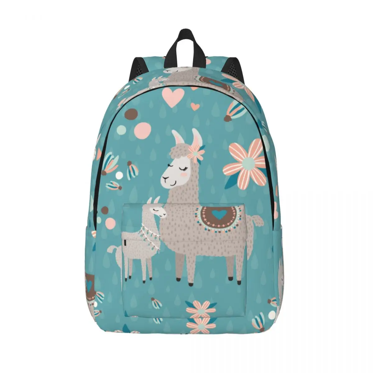 Laptop Backpack Unique Llama Teal Pattern School Bag Durable Student Backpack Boy Girl Travel Bag