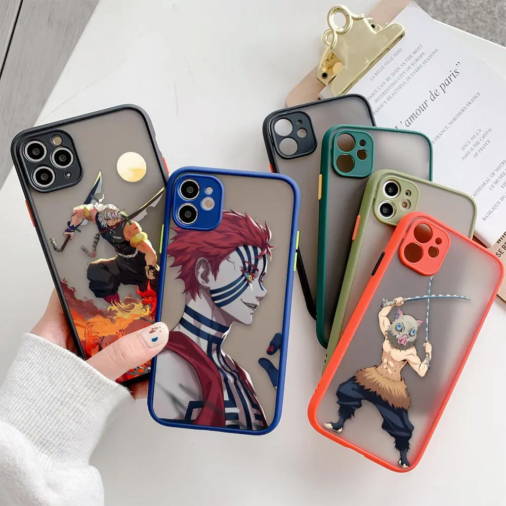 

Japan Anime Demon Slayer Matte Case For iPhone 14 13 12 11 XR X 8 7 Plus Pro XS Max Mini Feeling Cases Silicone Cover Fundas