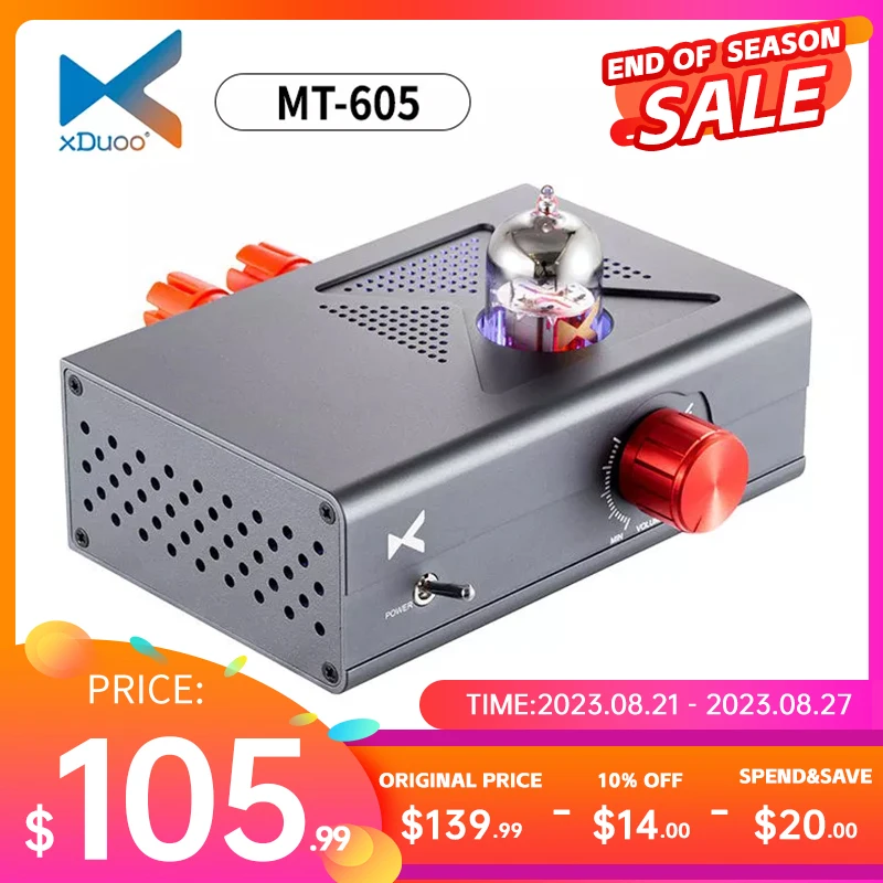 

XDUOO MT-605 усилитель мощности 12AU7, трубка и цифровой усилитель TI TAP3116, чип Amp, выходная мощность 30 Вт на канал