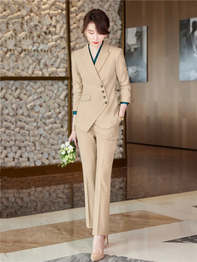 Women's Elegant 2 Pieces Blazer Set Fashion Business Suit Office Wear Formal Blazer Pants Suits Sets 5XL