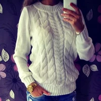 high quality fashion casual womens clothing female solid color long sleeved knitted sweater women soft pullovers