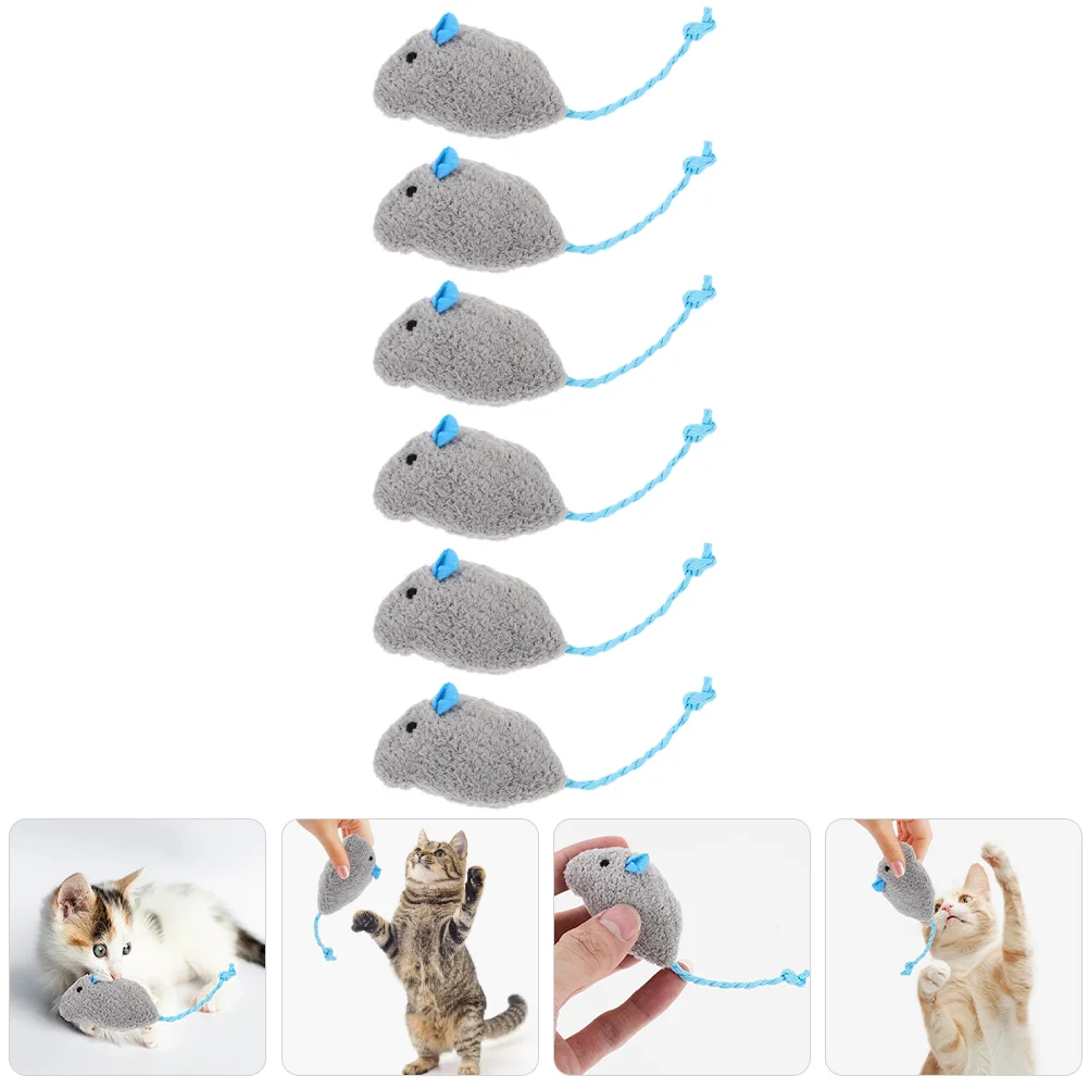 

6 PCS Compact Treat Toy Pet Mice Cats Plush Scratching Plaything Interesting Mouse Toys