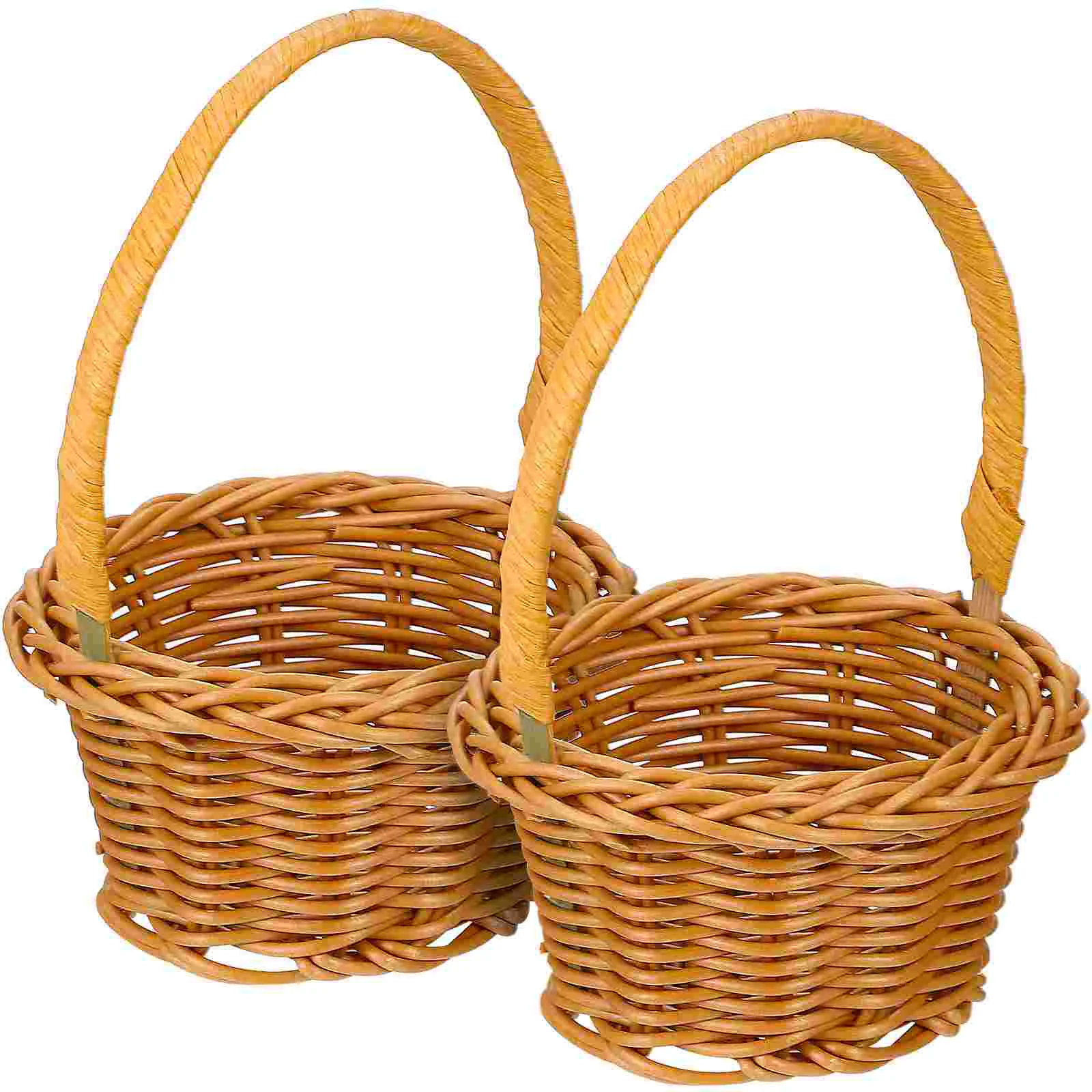 

2 Pcs Shopping Basket Home Gifts Woven Baskets Fall Decors Portable Flower Kid Imitation Rattan Handmade