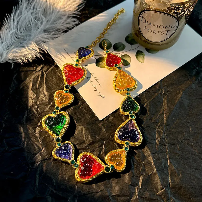 Vintage Exaggerate Love Choker Necklace for Women Bohemia Summer Beach Punk Gothic Crystal Chokers Jewelry Wedding Accessories