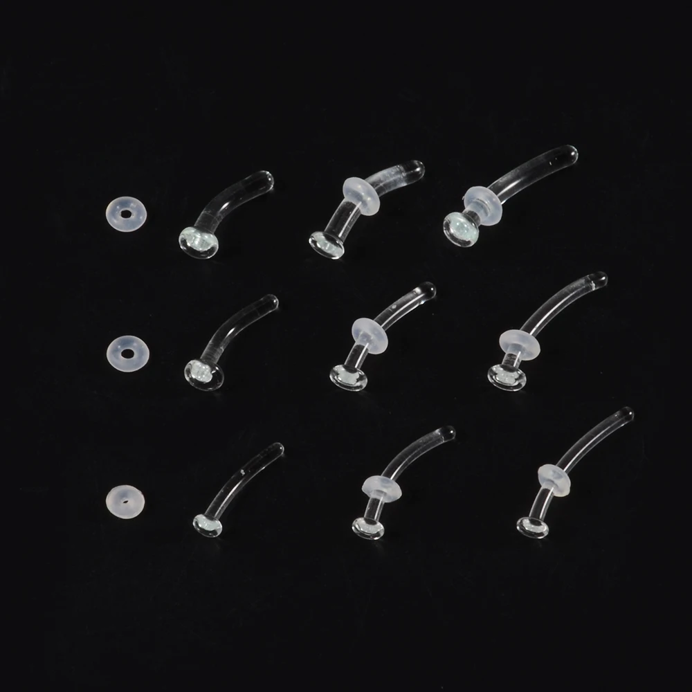 1PC Glass Nose Helix Studs Transparent Straight Curved Nose Ring Not Allergic Ladies Men Tragus Navel Piercing Body Jewelry images - 6