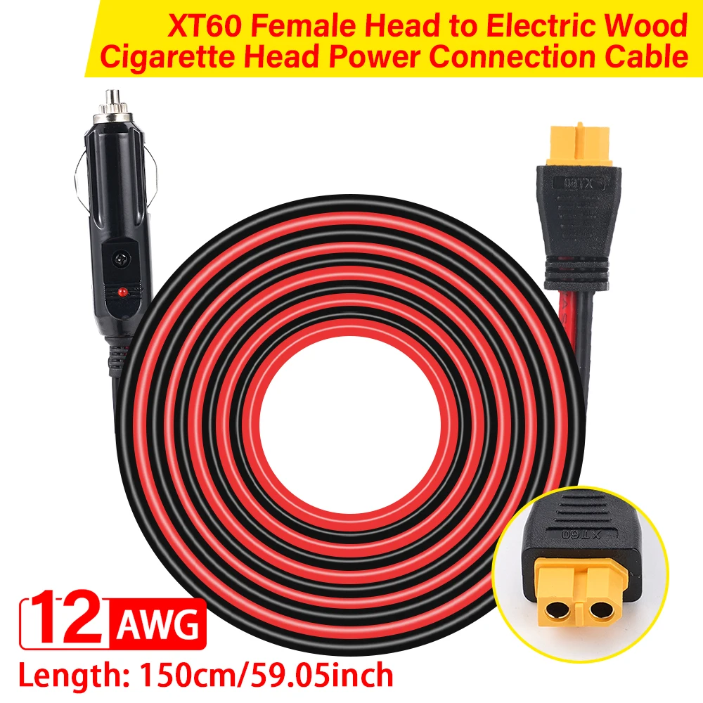 

12AWG XT60 Женский кабель автомобильного прикуривателя 1,5 м/5 футов 30 А для ALLPOWERS R600 R1500 R2500 S2000 Pro Ecoflow Delta/River и т. д.