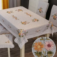 chinese stijl borduren tafelkleed katoen en linnen bloemen tafelkleed ronde vierkante rechthoekige salontafel verse covertowel
