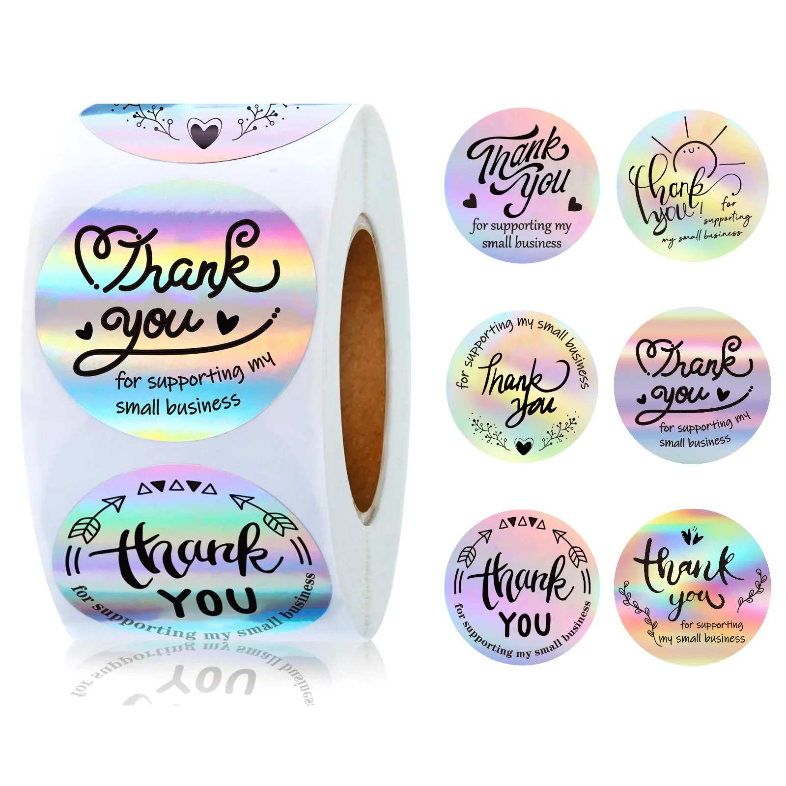 

500 pcs Diameter2.5cm Laser English Thank You Gift Seal Sealing Stickers with Waterproof Wedding Holiday Label