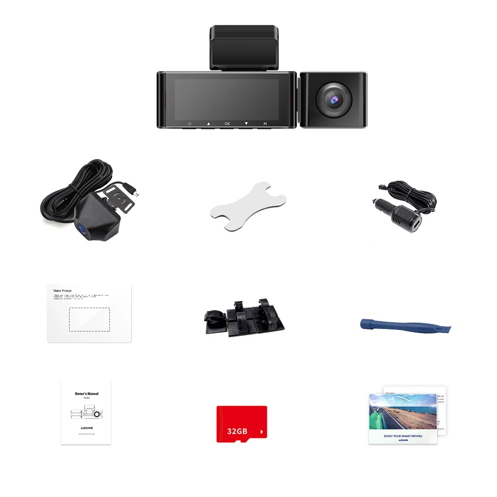 

3 Channel Dash Cam, Front Inside Rear 3 Way Car Dash Camera, 4K+1080P Dual Channel, with GPS, WiFi, IR Night Vision