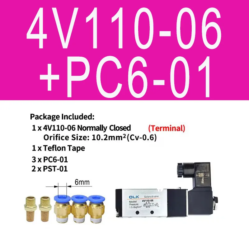 Пневматический электромагнитный клапан 4V110-06 4V210-08 4V310-10 4V410-15