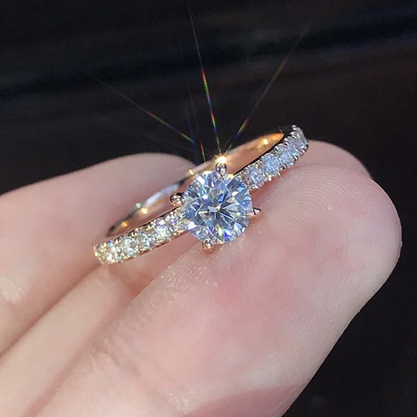 

King Women Trendy Shiny Crystal Ring Simplicity Elegant Temperament Engagement Wedding Jewelry rings luxury