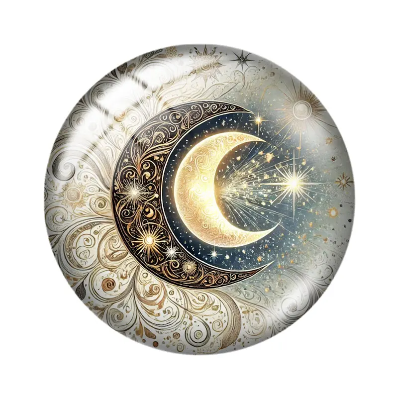 Фото Стеклянные кабошоны Mystic Star Moon 12/18/20/25 мм для браслетов, подвесок, колец, демонстрационных серег, фурнитура для изготовления украшений №4