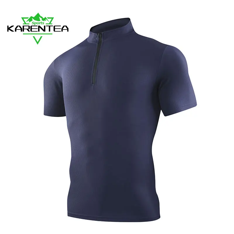 

Running Fitness Men T-shirts Gym Crossfit Training Exercise Shirts Summer Male Sportswear Quick Dry Breathable Zipper Clothing