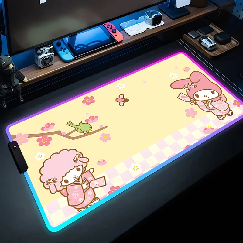 Большой игровой коврик для мыши RGB My Melody ноутбука с подсветкой клавиатуры