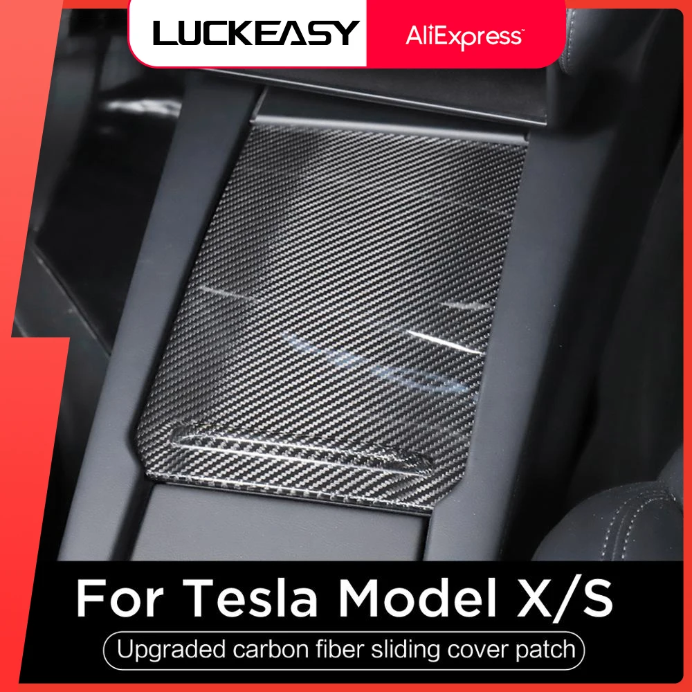 

For Tesla Model X Model S Interior Accessories Car Center Console Sliding Cover Panel Storage Box Cover Real Carbon Fiber