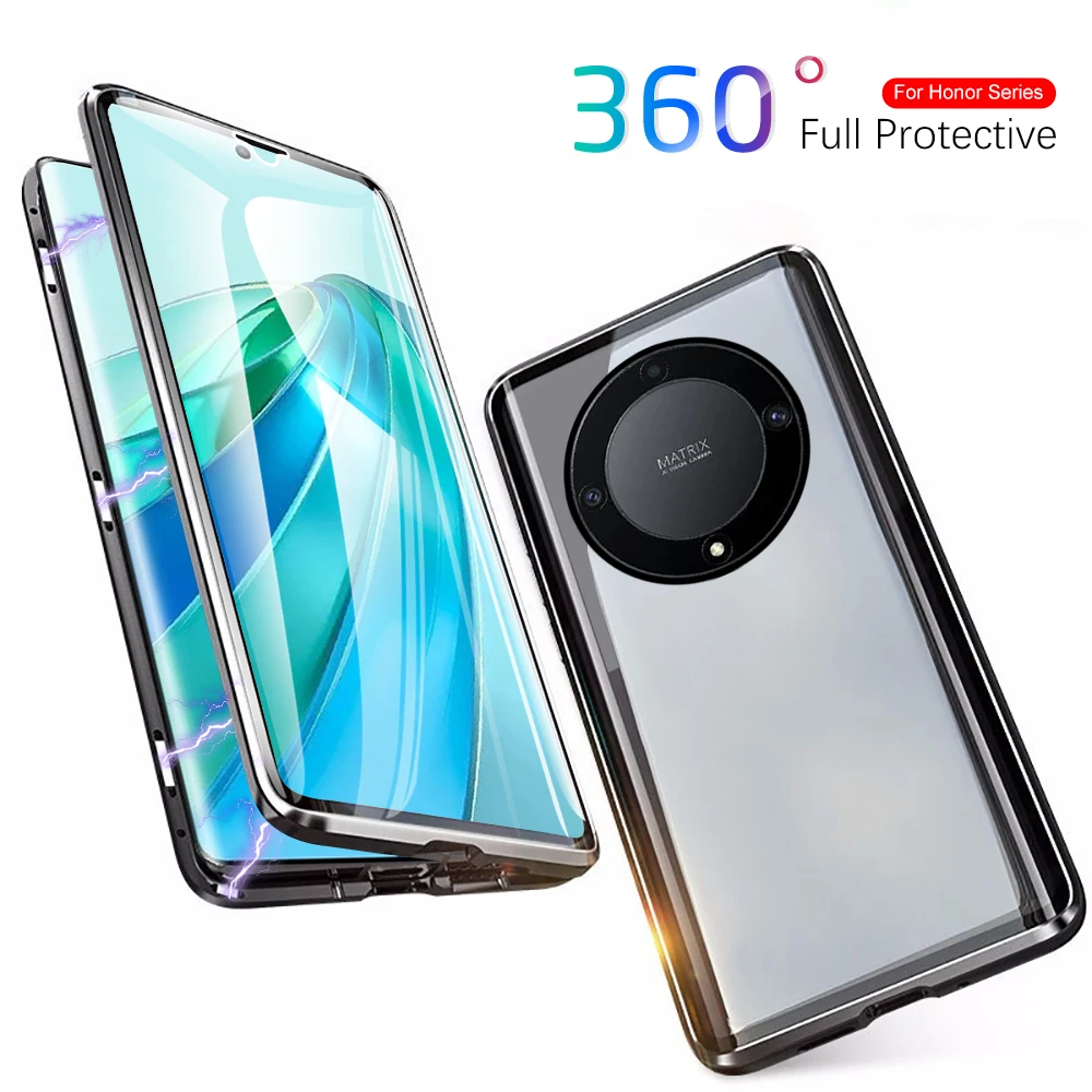 

HonorX9a Case For Honor X9a RMO-NX1 Double-sided Glass Protect Fundas Honer X40 X9 A X 9A 5G 360° Full Cover Magnetic Flip Cases