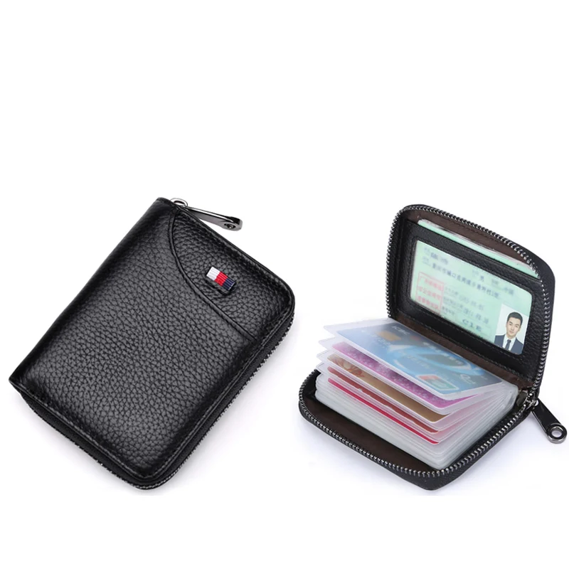 Top Layer Leather Card ID Holder Package Driver's License Bank Credit Business Private ID Card Holder Case Set Clip Bag Cover