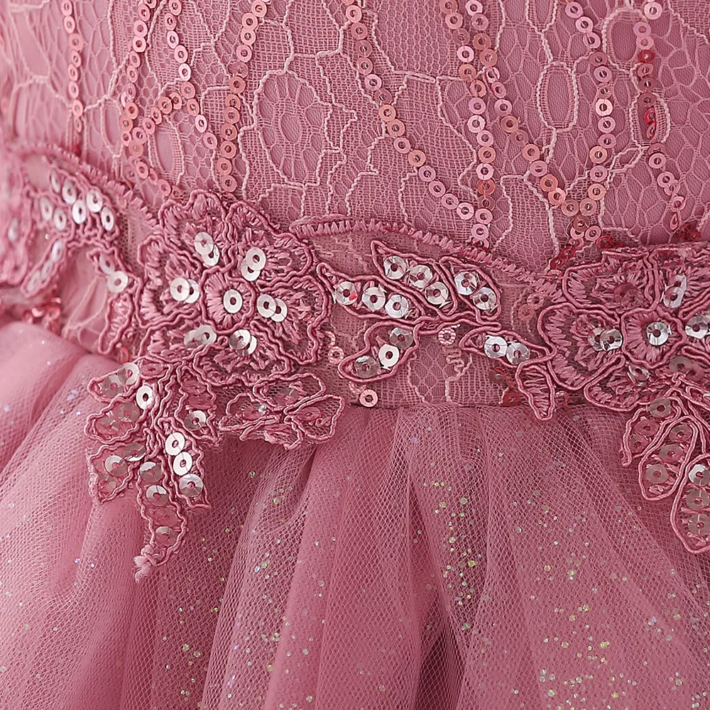 LZH 2024 платье для маленьких девочек Модное детское принцессы с бантом и блестками