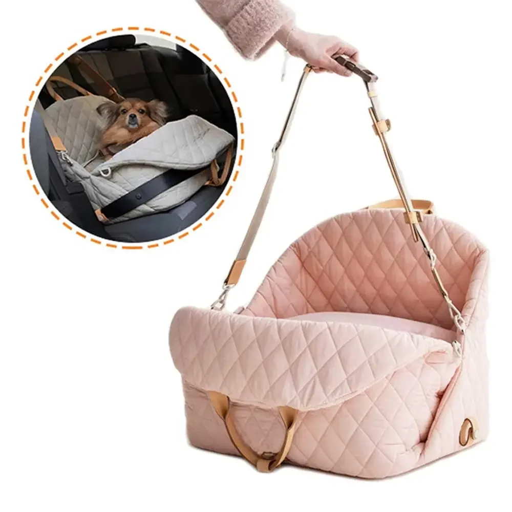 

Dog Carrier Handbag Luxury Car Seat Pet Outdoor Travel Bed For Small Cat Portable Washable Puppy Tote Bags with Seat Belt