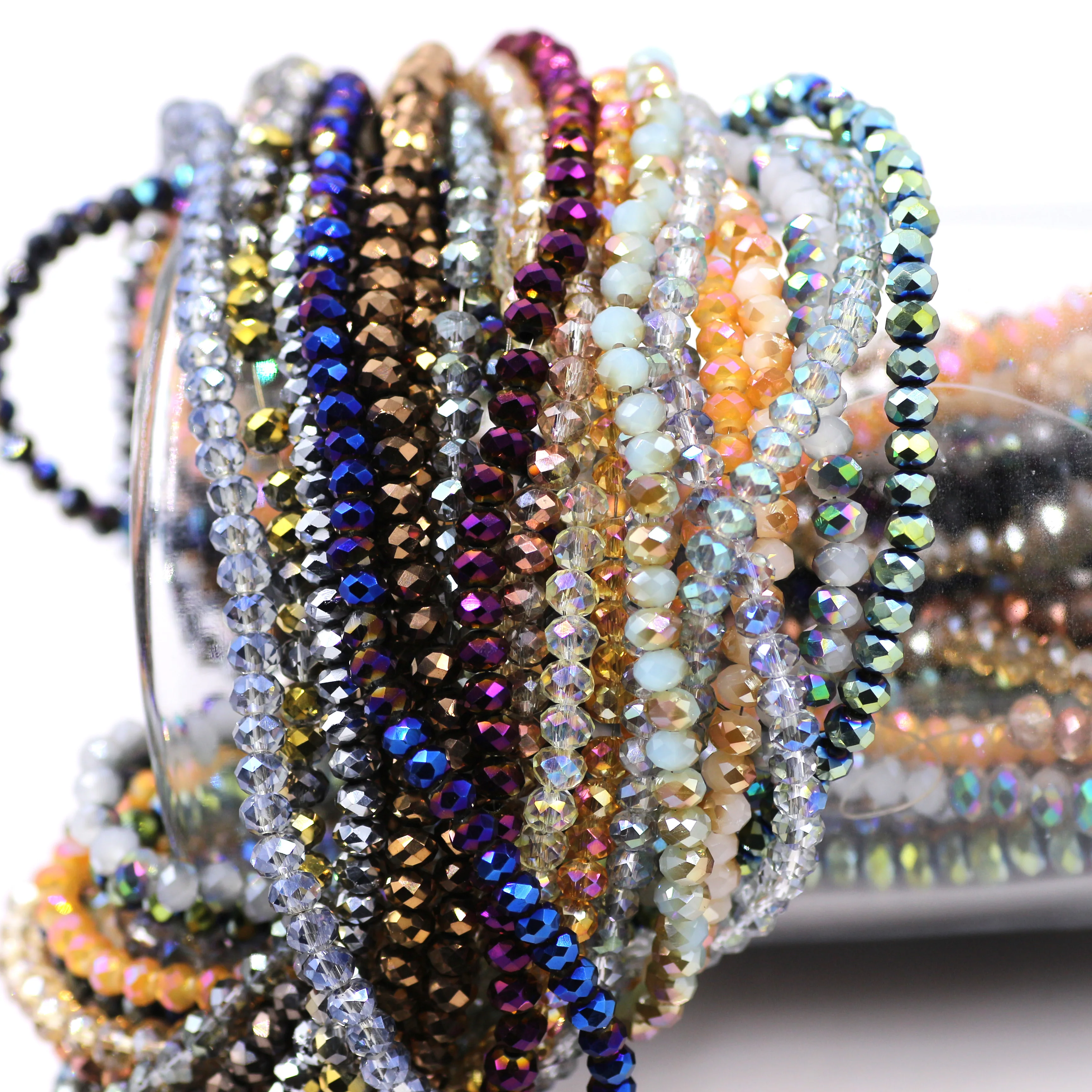 Стеклянные круглые бусины 6/8/10/12 мм с гранями |