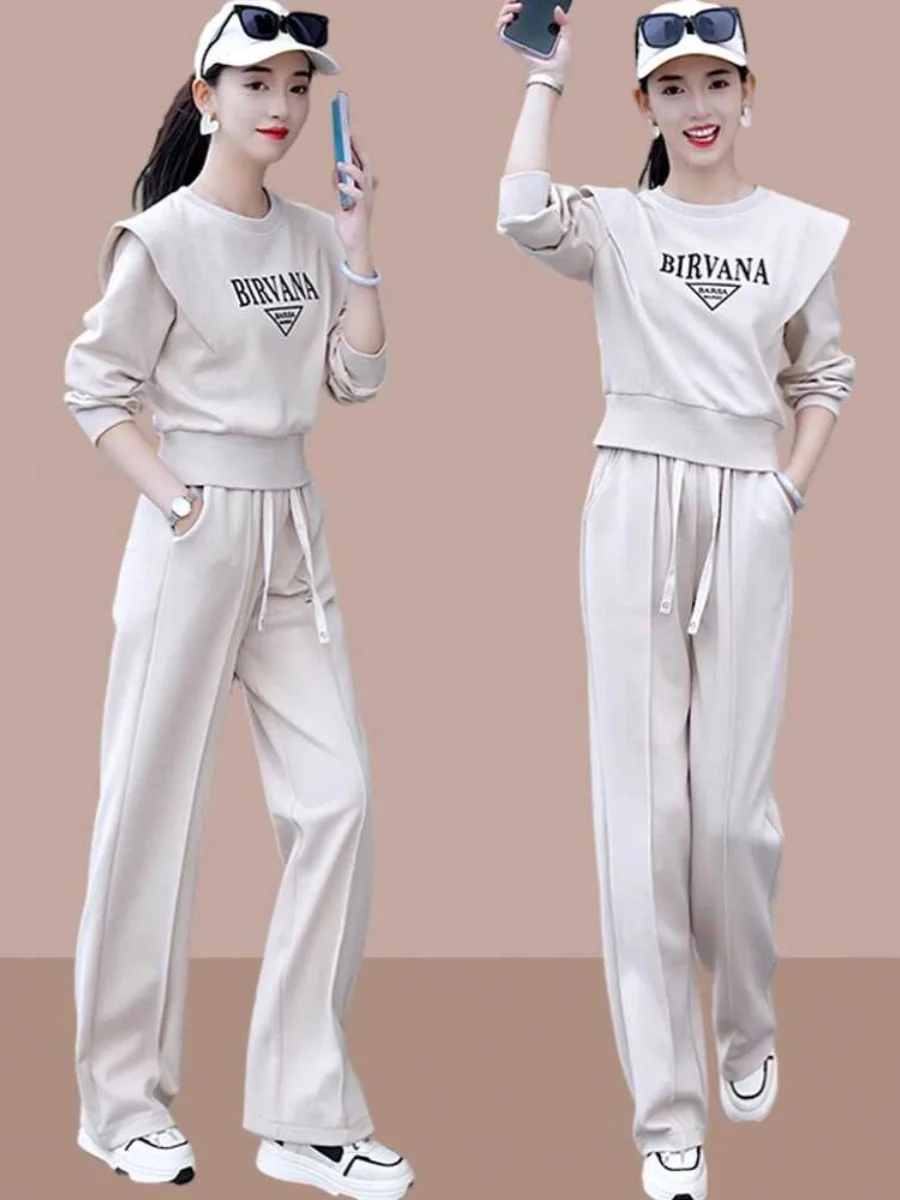 2024 Spring and Autumn New Western Sle Younger Training set woman Casual Fashionable Hoodie Two-piece Set Small