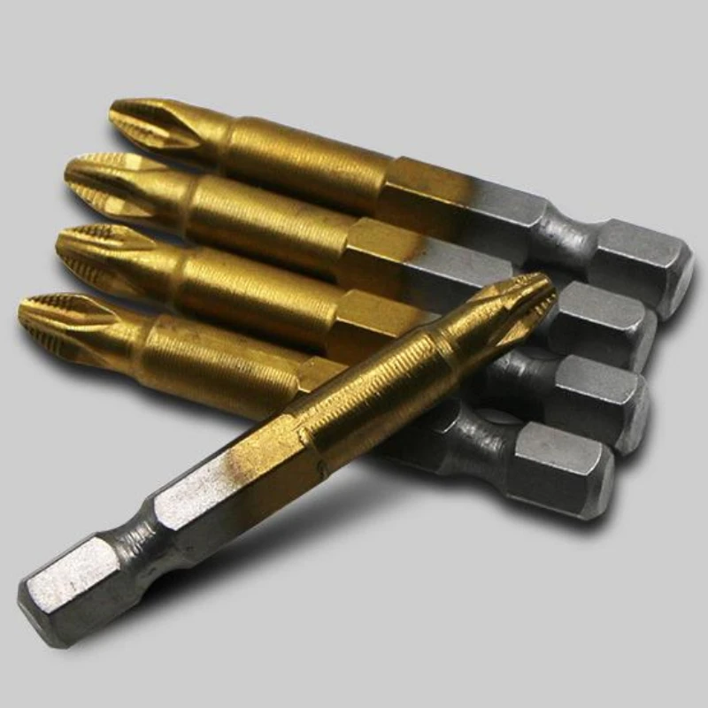 

5Pc PH2 Anti Slip Electric Screwdriver Bits 50mm Titanium Coated 1/4" Hex Shank Cross Bit Drill Head Screwdriver Bits Hand Tools