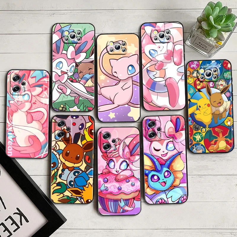 

Pokemon Eevee Cute For Xiaomi Poco F5 X5 C55 C50 M5 M4 X4 X3 F3 GT NFC M3 C3 M2 F2 F1 X2 Pro Silicone Black Phone Case Fundas