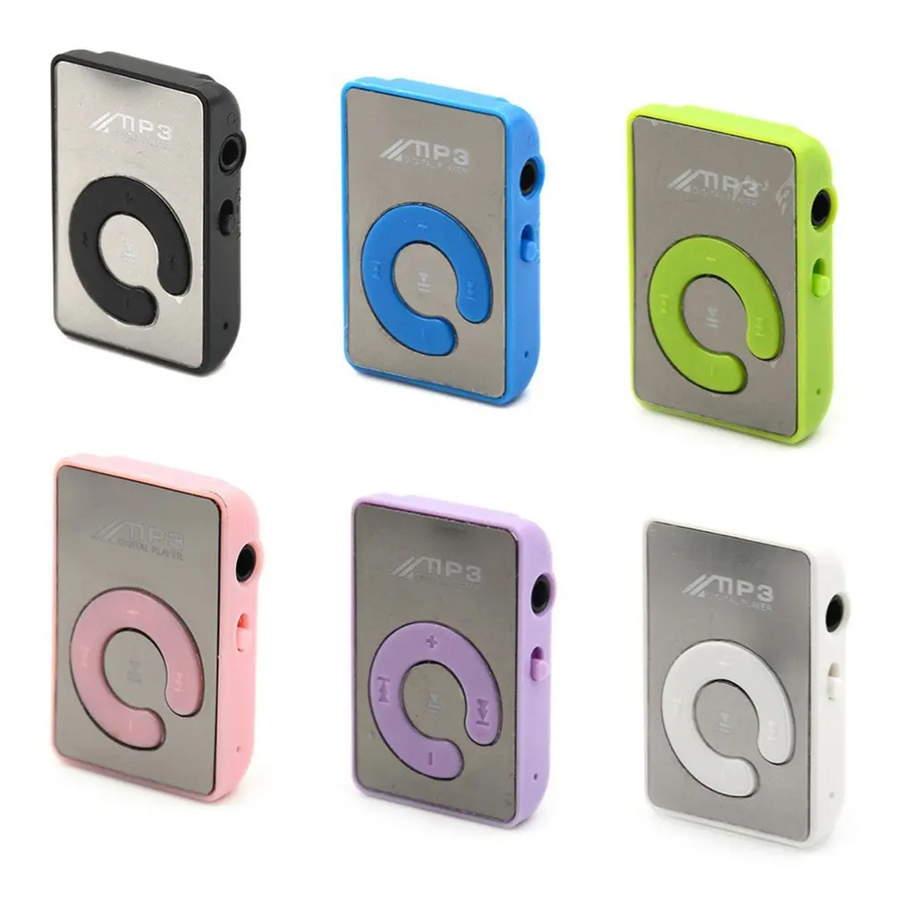 Portable MP3 Player Mini Mirror Clip MP3 Player Music Media Support Micro SD TF Card Fashion Hifi MP3 for Outdoor Sports