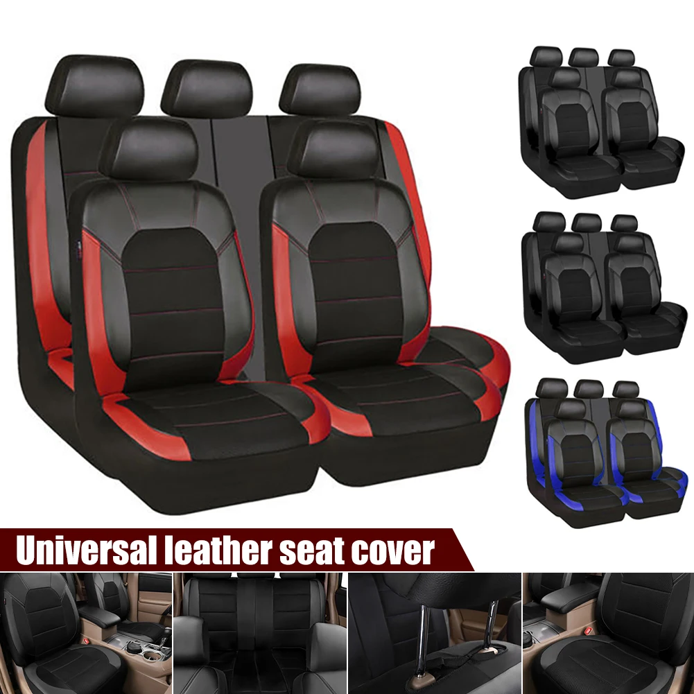 

Car Seat Cover Universal PU Leather Car Seat Cushion Front And Rear Seat Full Protection Seat Pad For 5-Seater Cars Trucks Vans