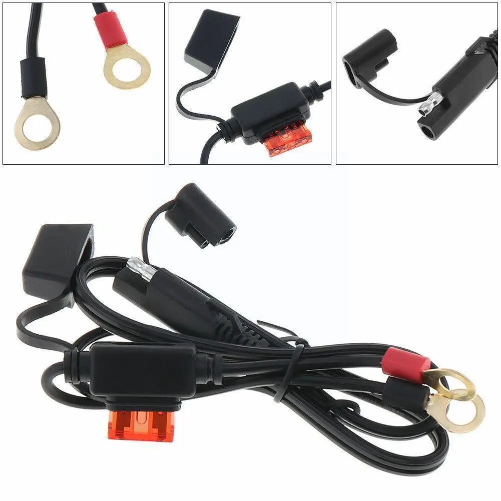 

12v Motorcycle Battery Charger Terminal Connector Harness Cable Cord Cable Harness Adapter Extension H7w0