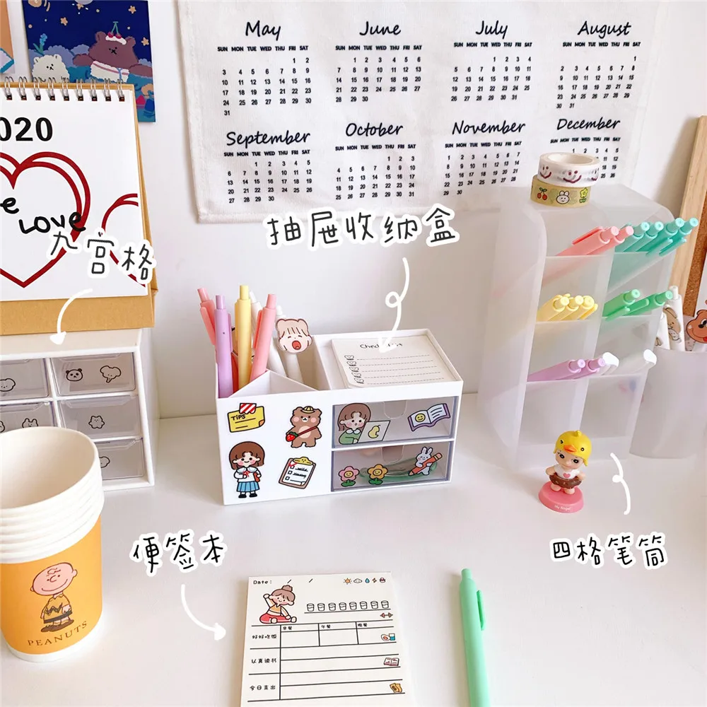 

Ins Girl Heart Desktop Storage Box Stationery Pen Holder Office Student Stationery Pen Holder Cosmetics Sundries Storage