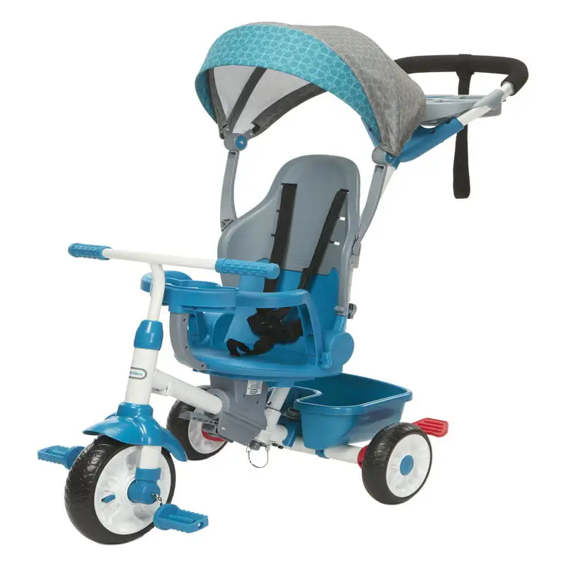 

4-in-1 Trike in Teal, Convertible Tricycle for Toddlers, 4 Stages of Growth & Shade - Kids Boys Girls Ages 9 Months to 3 Years