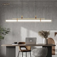 post modern indoor lighting simple restaurant light bar office led lamp creative belt glass long chandelier