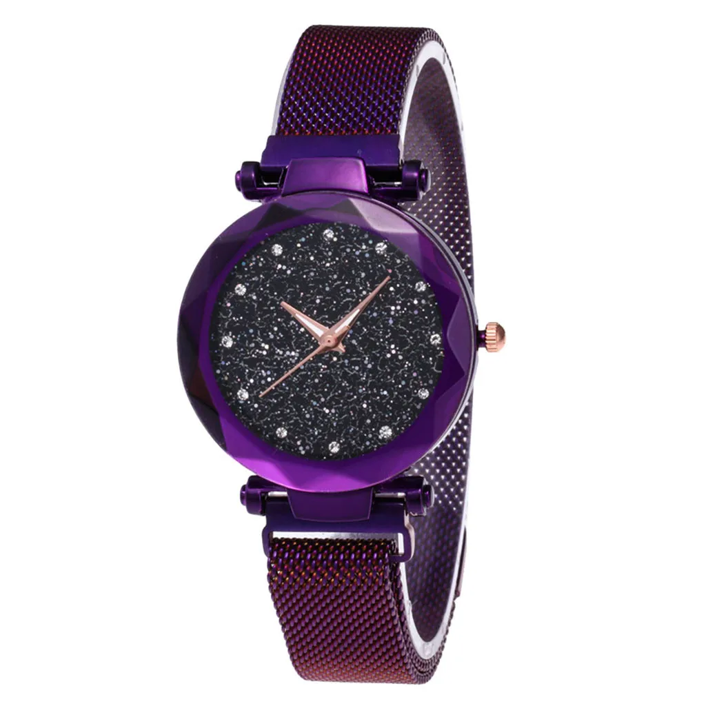 

SMVPFashion Women Ladies Watch Luxury Starry Sky Rhinestone Crystals Watch Magnet Stone Milan Mesh Belt Women's Quartz WristWatc