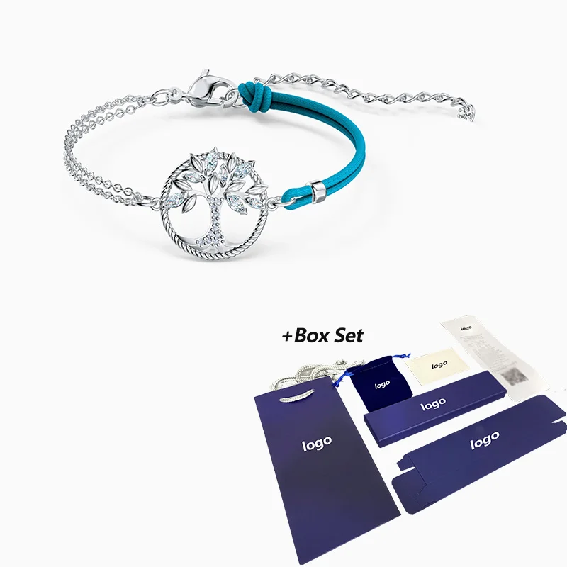 

Fashion SWA New Tree Of Life White Gold Bracelet Braided Rope Tree Pattern Exquisite Crystal Luxury Romantic Jewelry Gift