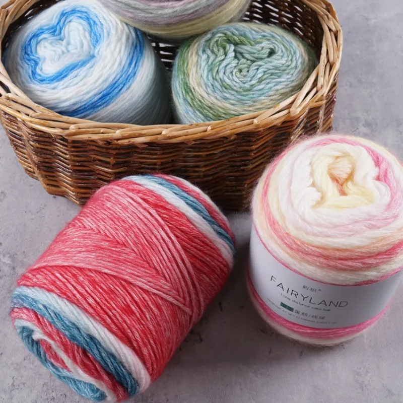 

3pcs 100g/ball cake line wool wool yarn dyed hat scarf diy material bag crochet coarse wool ball hand-woven bag