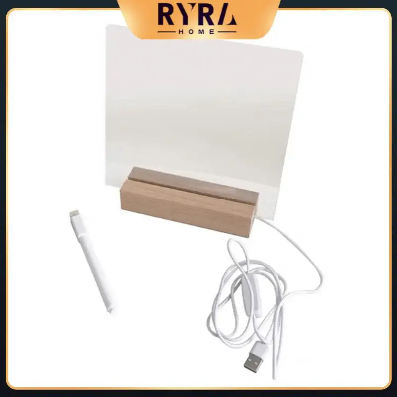 

2021 New Arrival USB Acrylic Daily Moments Photo Memo Message Board With Wood Stand Holder Set Lamp Creative School Stationery