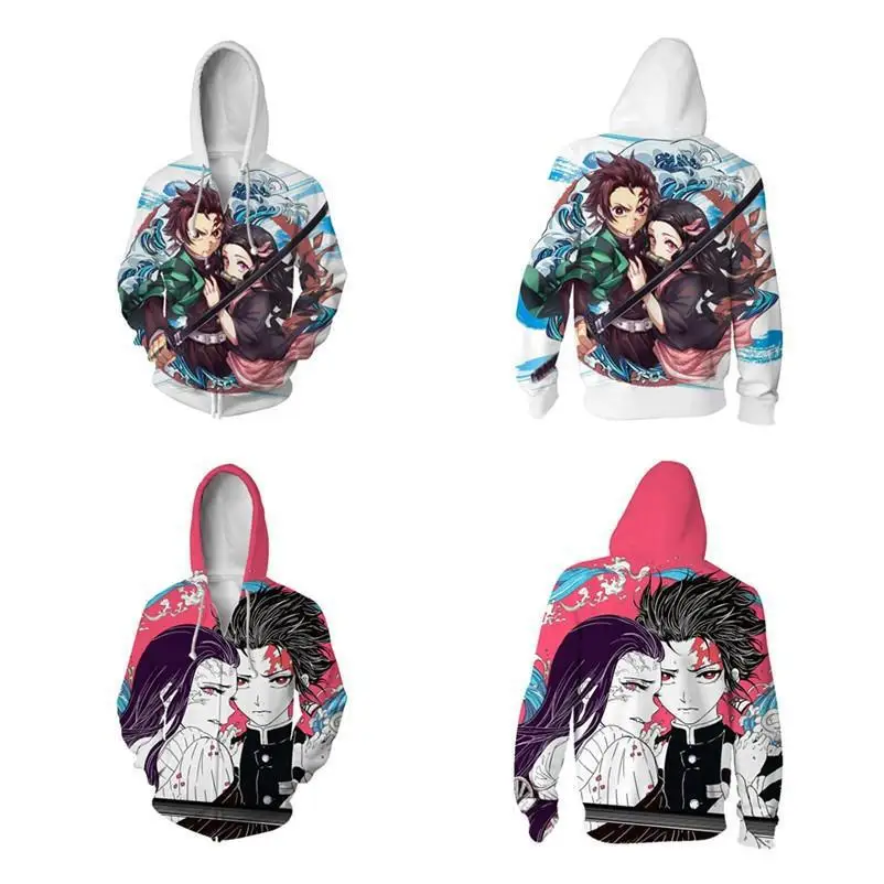 

3D Couple's Sweatshirt Cosplay Costume Anime Demon Slayer (Kimetsu No Yaiba) Hoodie Hooded Sweater Man Woman Gift for Fan