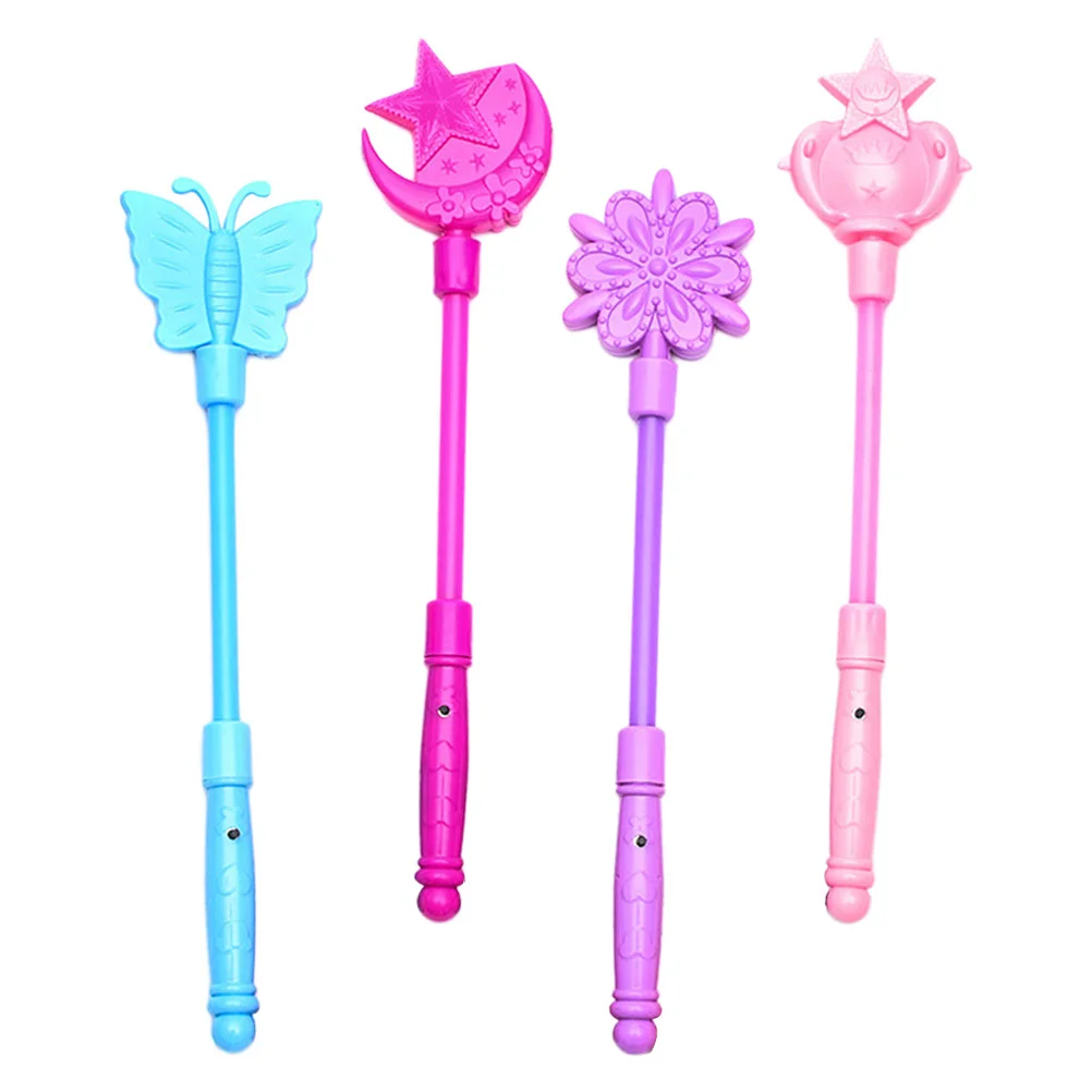 

4 Pcs Princess Wands Flash Stick Luminous Plaything Light Glowing Toys Decorative Fairy Performance Prop Child