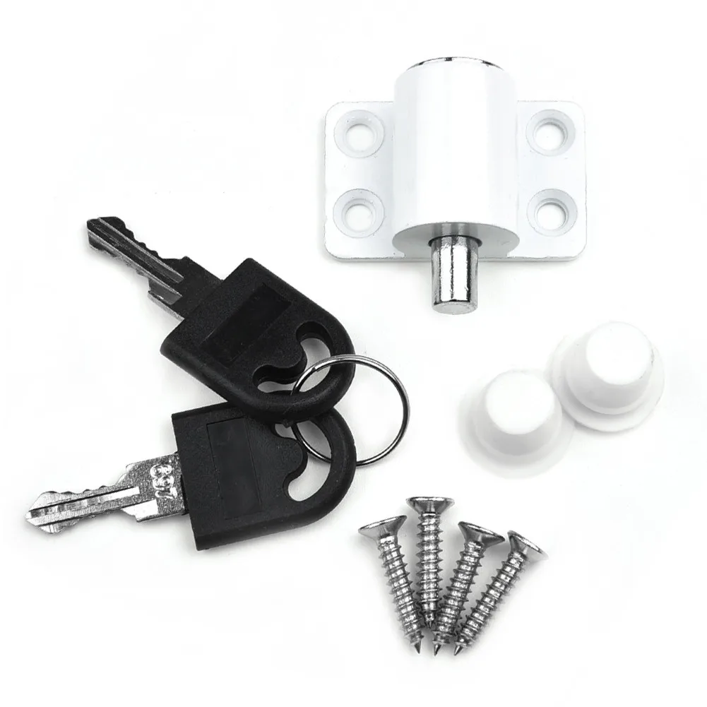 

2*Sliding Patio Door Locks Key Push Baby Child Safety Protection Antitheft Door Window Security Lock Catches Set