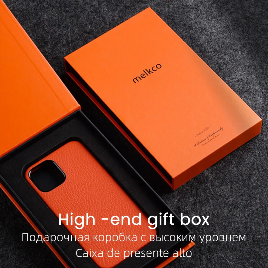 Melkco French Premium Cowhide Case for iPhone 14 Pro Max 12 13 Luxury Brand Same Genuine Leather Business Fashion Phone Cover