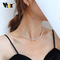 vnox trendy iced out tennis chain necklaces for women bling aaa cubic zircon chain choker collar crystal collares para mujer