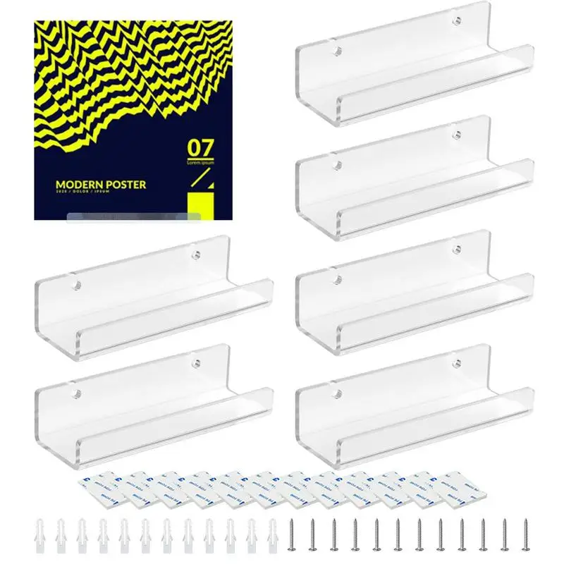 

Transparent Acrylic Record Storage Rack Clear Floating Shelf Rack For Album Organization With Screws Tape Record Display Shelf