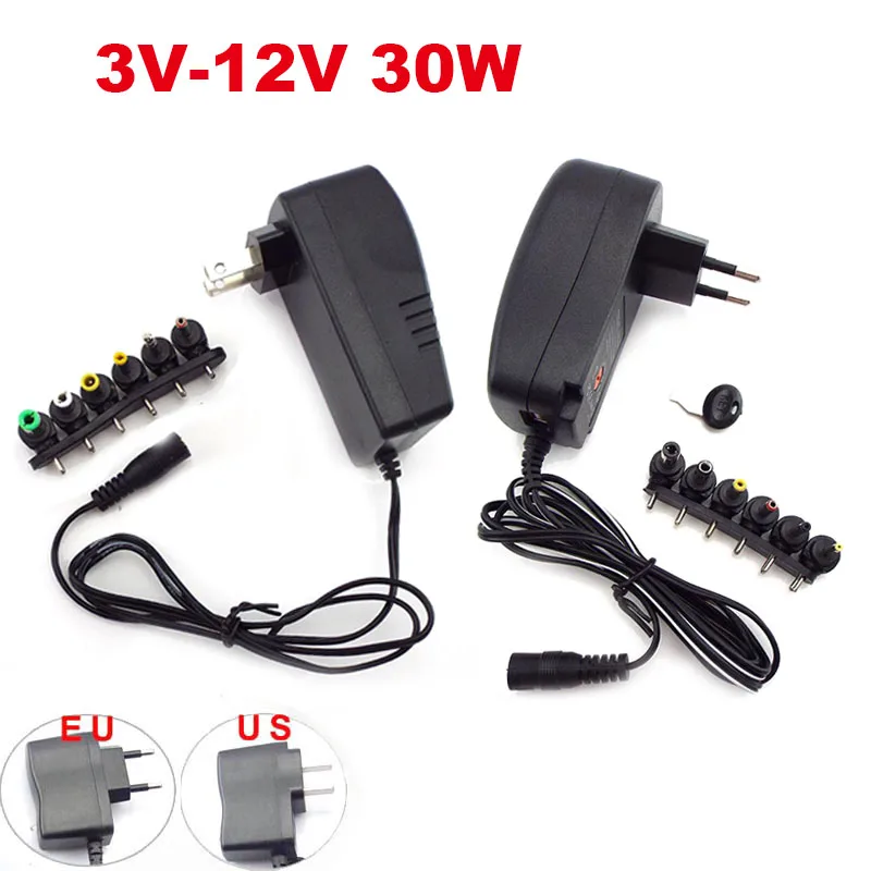 

AC/DC Adapter 3v 4.5v 5v 6v 7.5v 9v 12v Adjustable Power Adapters Universal Travel Charger Switch Power Supply EU/US Plug