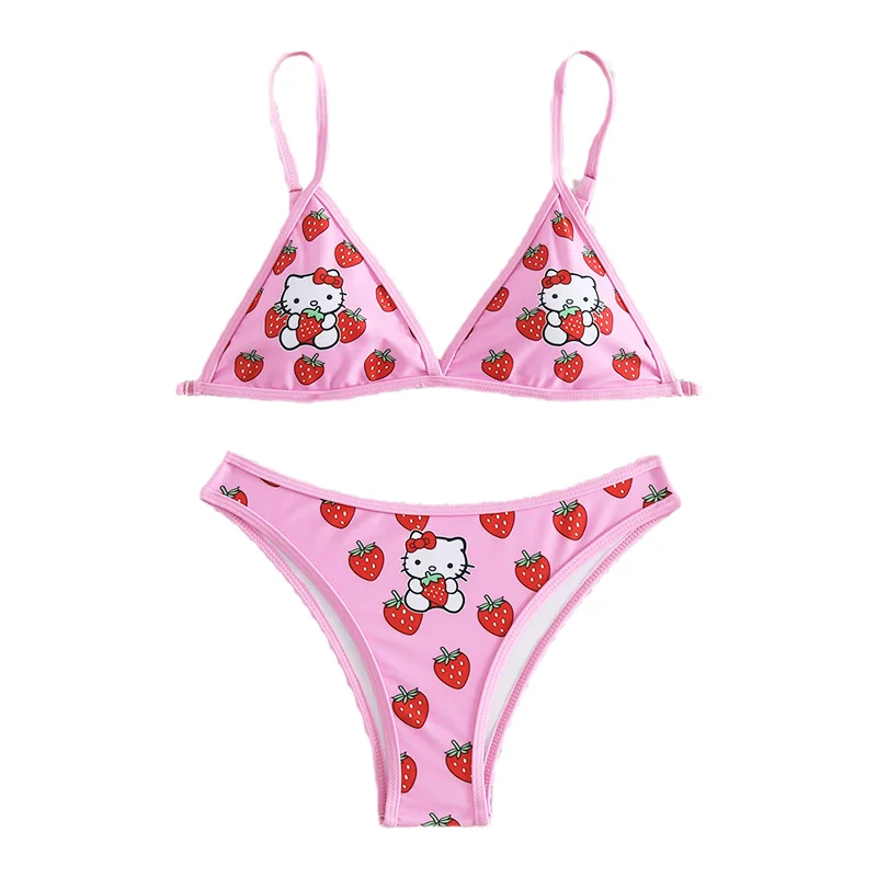 Sanrio Kawaii аниме Hellokitty бюстгальтер трусы комплект бикини мультфильм сексуальный на