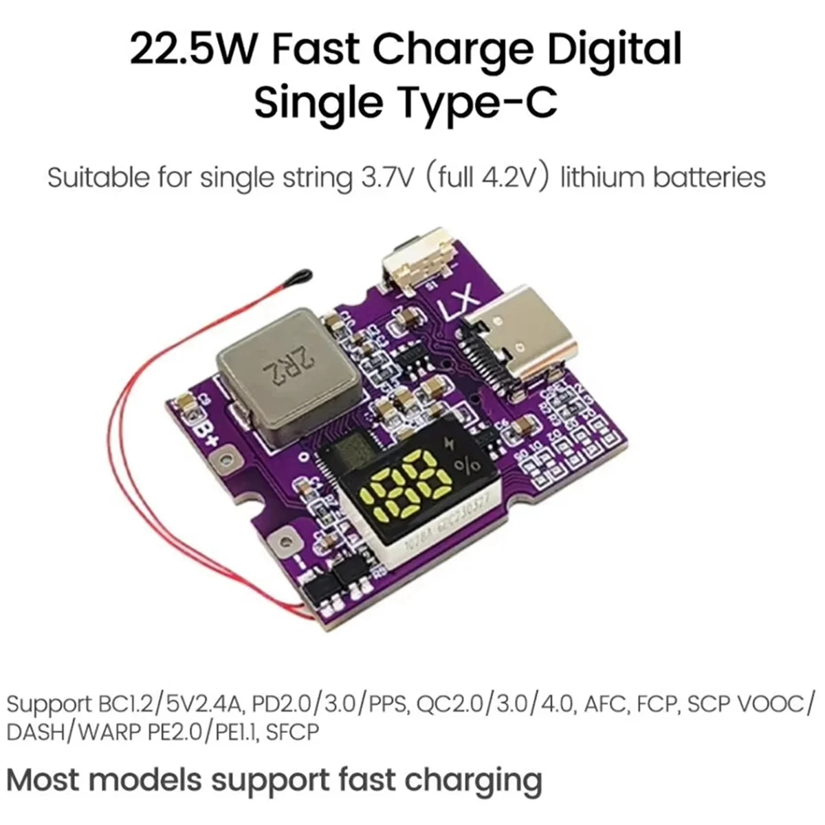 Фото A07I 22,5 Вт Power Bank, двунаправленный мобильный модуль питания с быстрой зарядкой для зарядного устройства для литиевой батареи, поддержка PD/QC, Type-C №3