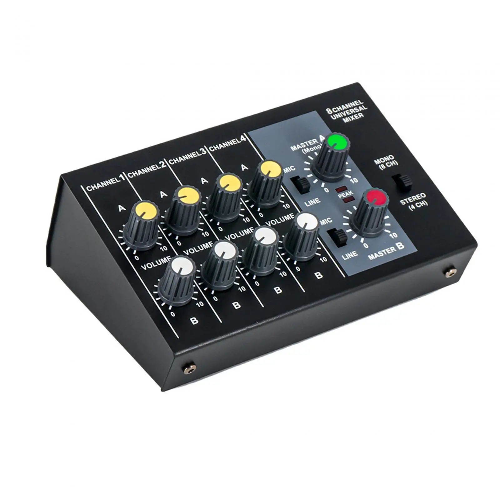 

Audio Mixer Compact Independent Volume Control 6.35mm Interface Sound Mixing Console for Music Microphones sub Mixing Bass Party