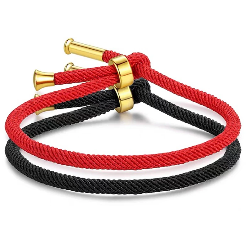 

2Pcs Red Thread Rope Couple Bracelet Gold Copper Milan Adjustable Thread Twine Bracelet Bangle for Men Women DIY Jewelry Making