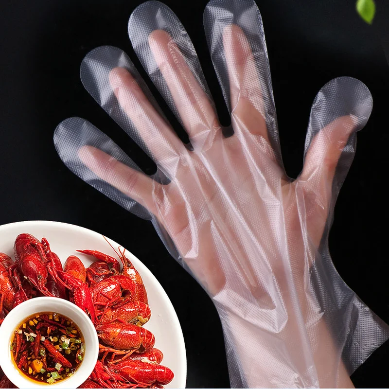 

100PCS/LOT Eco-friendly Disposable Gloves PE Garden Household Restaurant BBQ Plastic Multifuctional Gloves Food