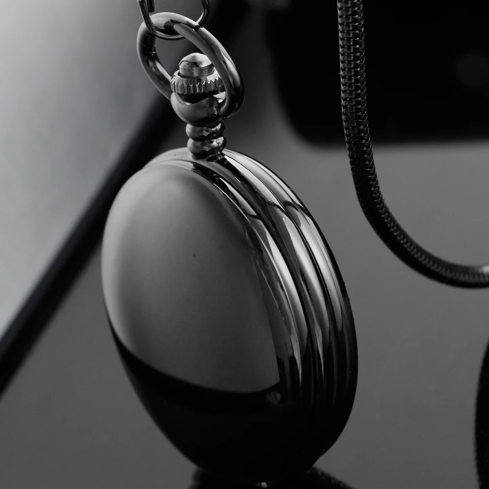 Double Sided Opening Black Steampunk Roman Mechanical Pocket Watch Retro Gentleman Analog Signal Clock Lady Jewelry Gift